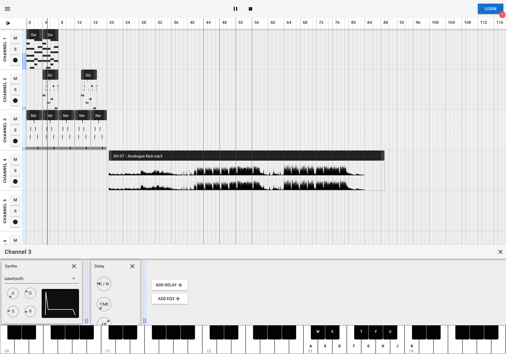 Screenshot of the first syne.studio prototype.